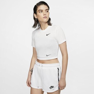 Top Nike Sportswear Slim Fit Crop Dama Albi Negrii | PEGU-61978